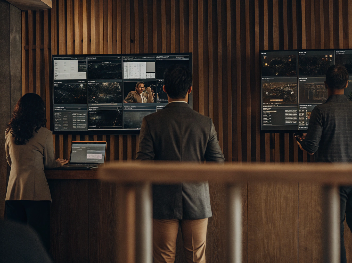 Retail and hospitality staff analyzing behavior tracking, demand forecasts, and personalization data in real time