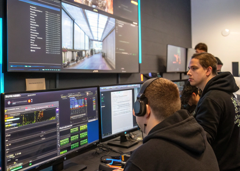 Multiplayer game development with integrated voice chat, asset marketplaces, and anti-cheat systems