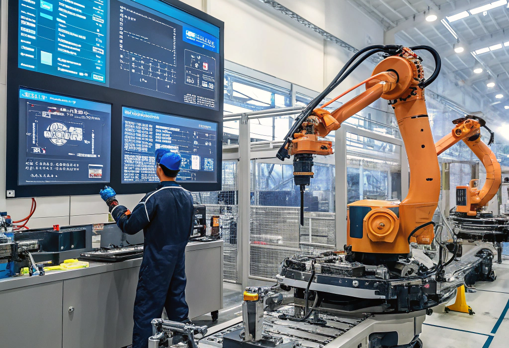Driving Innovation and Efficiency Through Smart Manufacturing Technologies Smart manufacturing facility using automation and real-time data to optimize production and sustainability