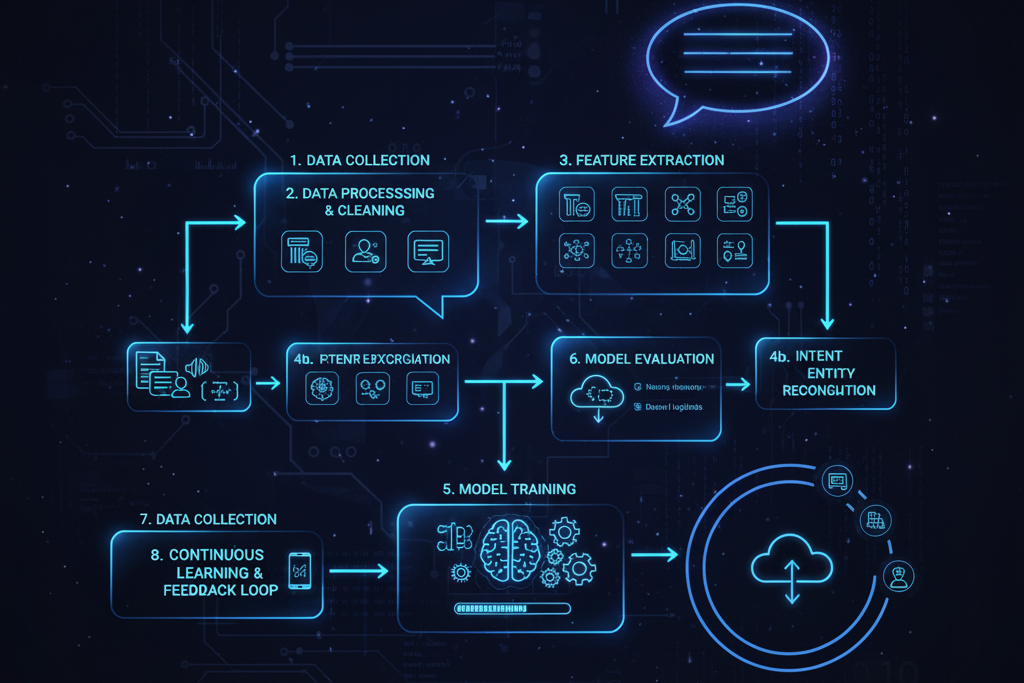 Diagram illustrating Blockchain's revolution in supply chain management, showing enhanced visibility, reduced fraud, real-time tracking from origin to consumer, and smart contract automation.